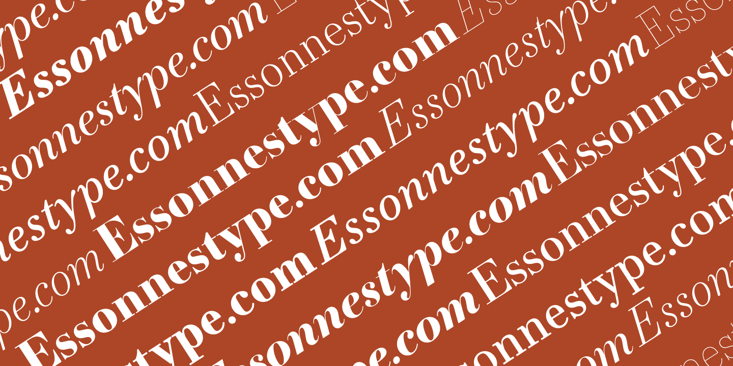 Ejemplo de fuente Essonnes Headline Bold Italic